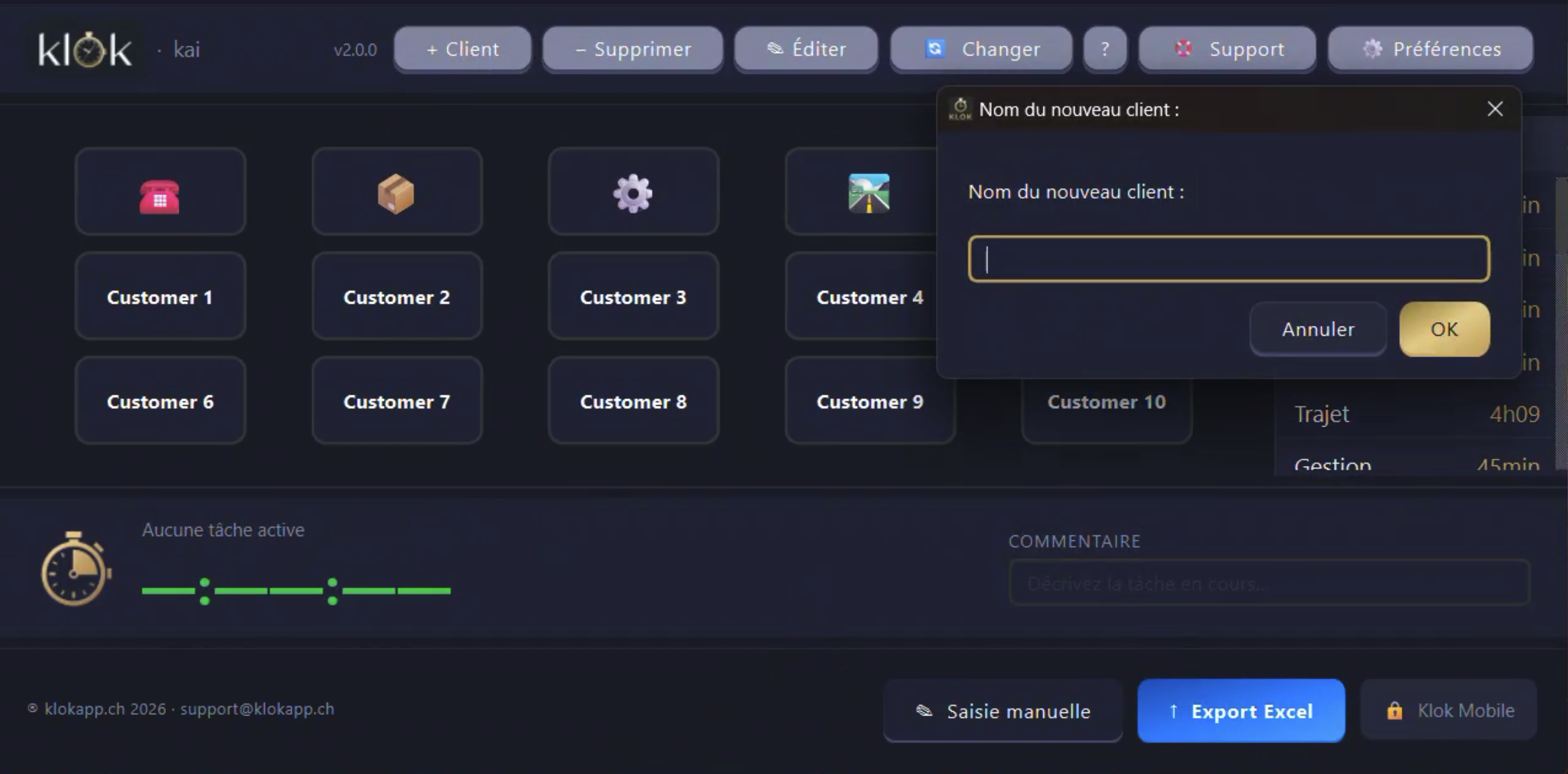 Klok — Ajouter un nouveau client